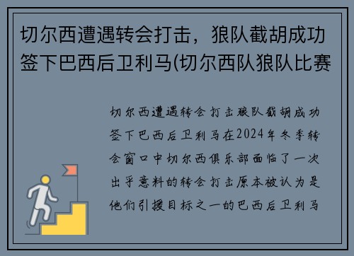 切尔西遭遇转会打击，狼队截胡成功签下巴西后卫利马(切尔西队狼队比赛结果)